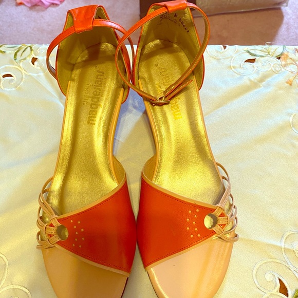 orange designer sandals